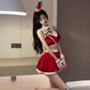 Sexy Christmas Cherry Lingerie Set: Deep V Top & Hip-Hugging Skirt