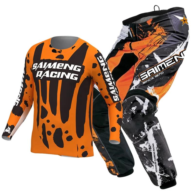 Motocross Gear Set for Kids Youth Jersey Pant Kits Child Green Motorcycle Black 3 4 5 6 7 8 9 10 Year Off-road Suit Blue Orange Enduro Cross Boy Girl