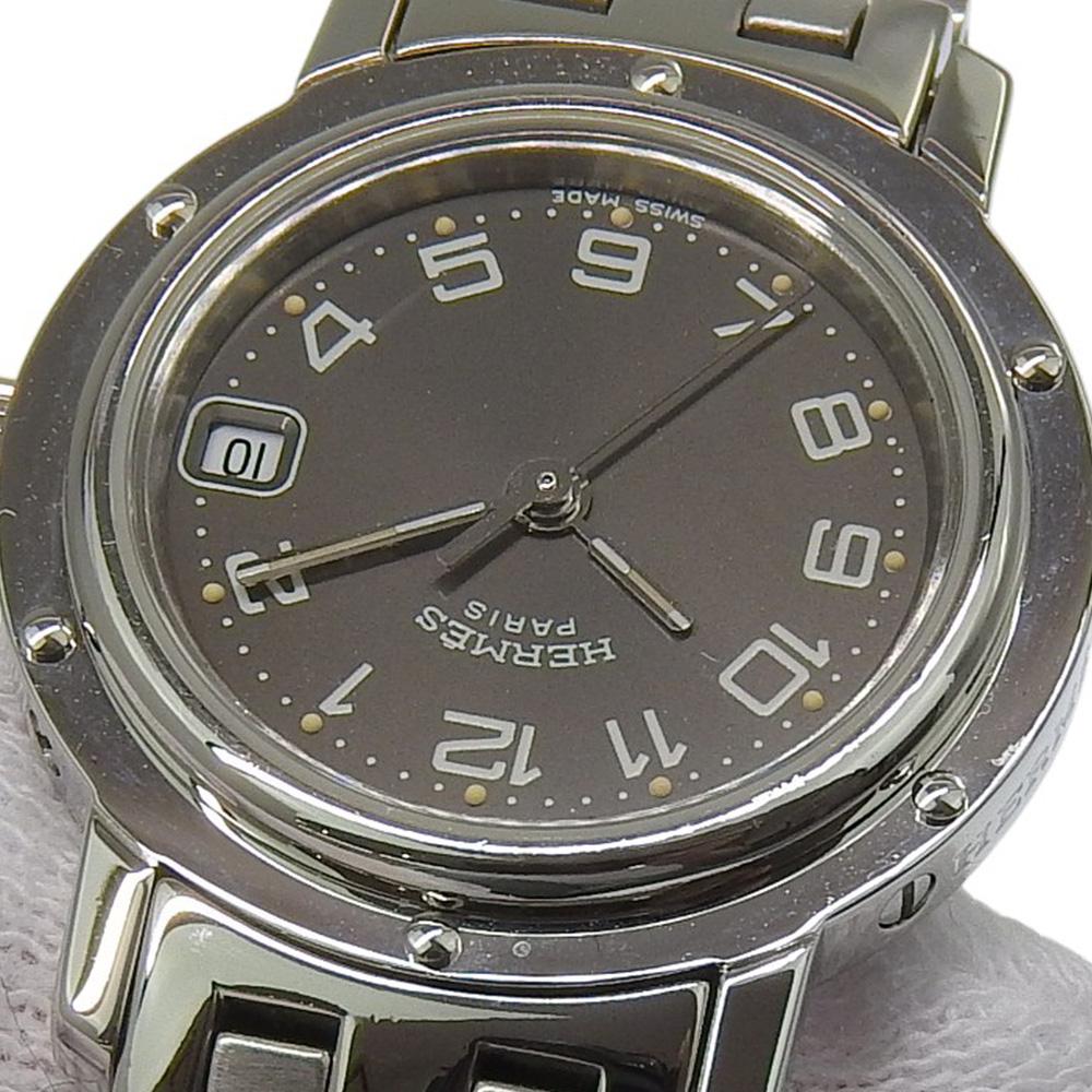 HERMES Clipper Watches CL4.210 grayDial Stainless Steel Quartz Analog display Women Used
