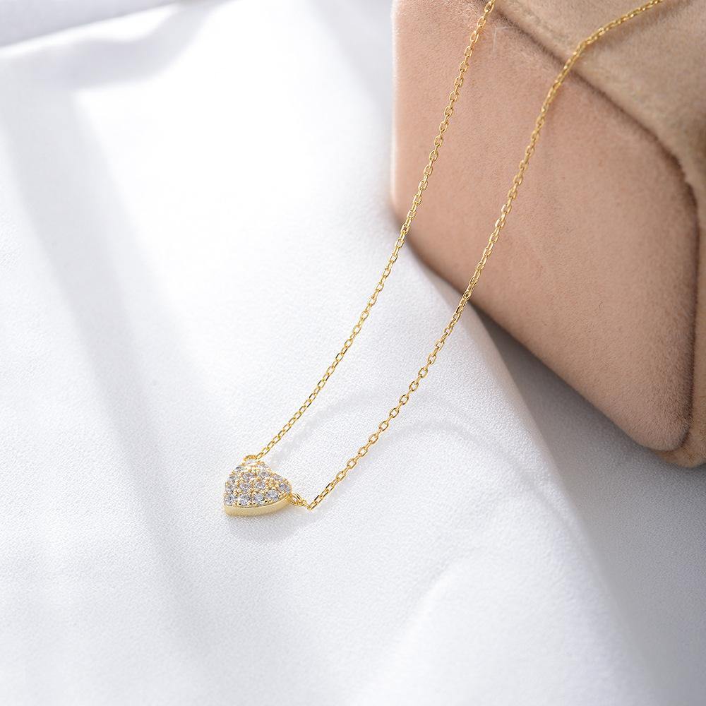 Fashion Pendant Necklaces 925 Sterling Silver Heart Diamond Pendant Full Zircon18K Gold Plated Necklaces for Women