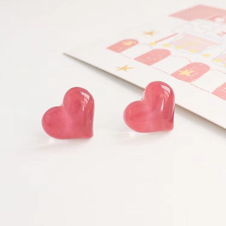 Pinkdudu Jelly Color Love Stud Earrings Resin Fashion Sweet Gentle All-match Summer Creative Series Earrings for Women Jewelry Gifts PD1264