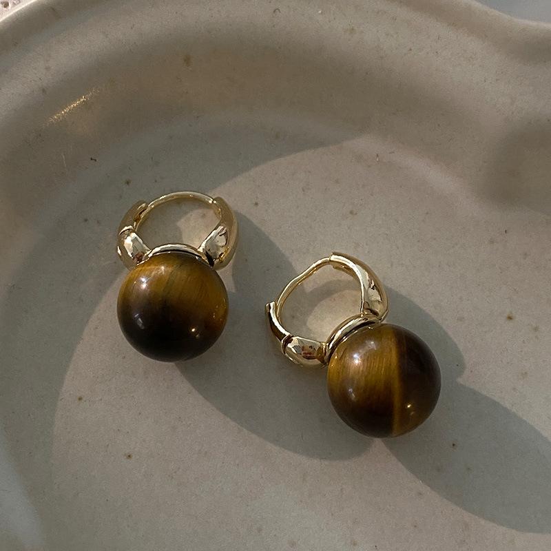 Geometriske ovale øredobber med stift, vridd kantdesign, premium følelse øredobber, middelalderske vintage franske retro øredobber