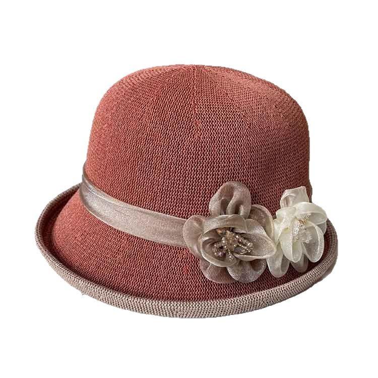 Top hat spring and summer thin small edge sunscreen basin hat women's fashion flower knitted bucket hat outdoor mother sunshade
