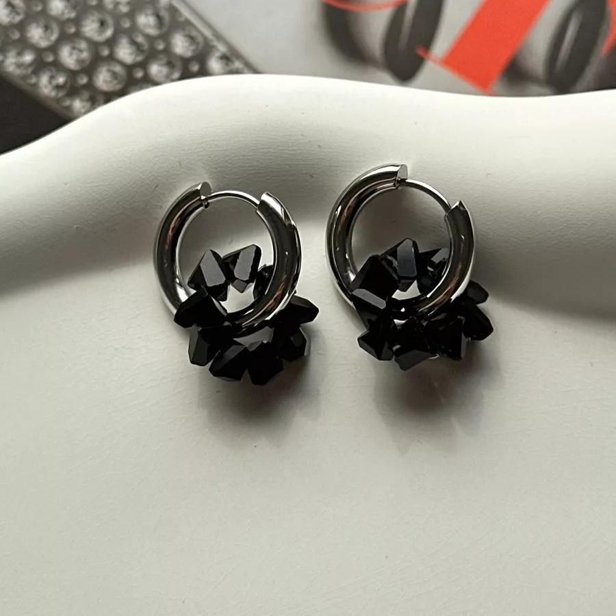 Punk Silvery Asymmetric Creativity Fashion Red Zircon Heart Hoop Earrings Party Birthday Lover Jewelry Accessories Party Gifts
