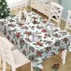 Christmas Pine Cone Needle Berry Birds Rectangle Tablecloth For Table Decor Winter Xmas Dining Table Cloth Christmas Decorations