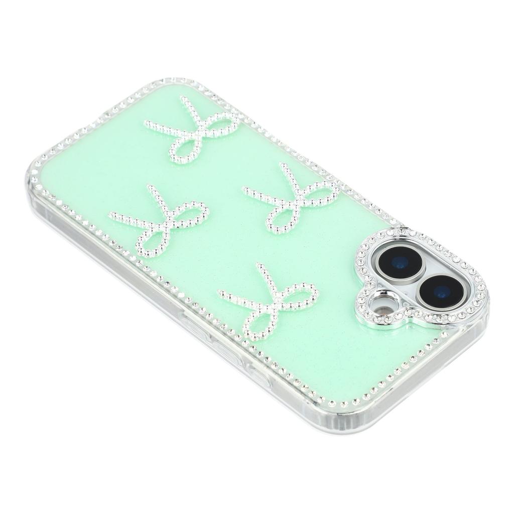 For iPhone 17 Case Rhinestone Edge Butterfly Bow Decor TPU+PC IMD Phone Cover
