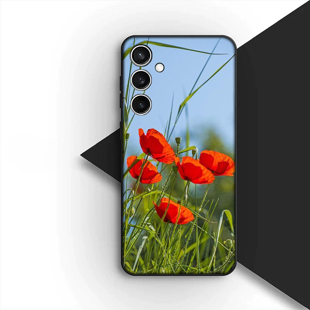 Cover for Apple iPhone 12 13 Pro XS Max Mini ProMax X XR Air 13Pro Casing Phone Case Red P-Poppys Flower Bloom Elegant