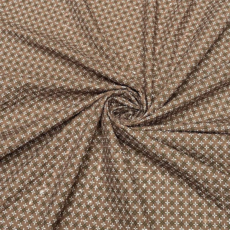 

2025 Waterproof Oil Anti-fouling Bubble Fabric New Digital Printing Thousand-bird Grid Light Luxury Down Jacket Fabric 100x150cm хаки