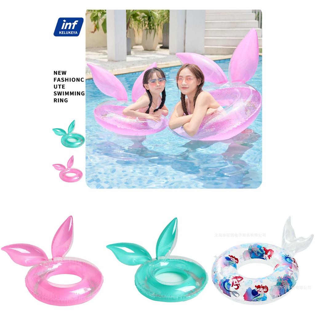 Xiaolu Thickened Glitter Rabbit Ear Inflatable Swim Ring For Children Pvc Underarm Ring Suitable For Swimming And Water Sports