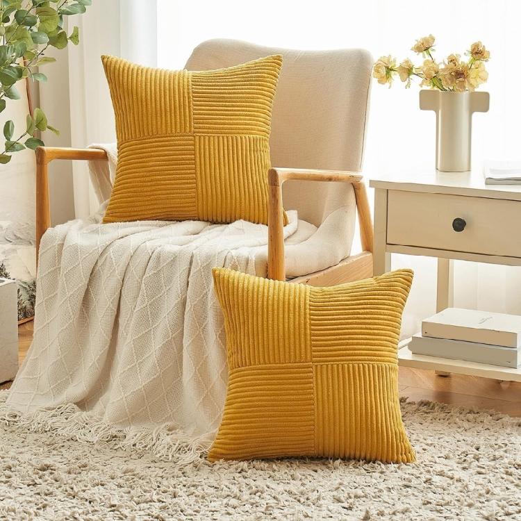 Corduroy Throw Pillowcase Soft Striped Removable Throw Pillow Cover for Easy Care Living Space