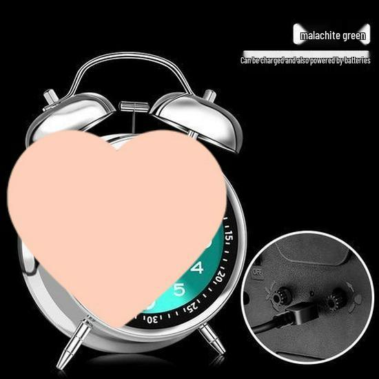 Luminous Silent Metal Ringing Alarm Clock for Student Dormitory or Children's Room, Rechargeable with Snooze Feature