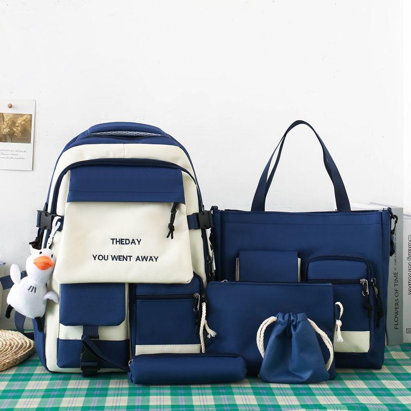 5 Stück Rucksack Junior High School Vielseitiger Rucksack Grundschule Junior High School Schüler Rucksäcke mit großer Kapazität Campus Freizeit Leichtes Taschenset