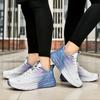 2025 trendy casual sports shoes men's and women's breathable fly-woven running shoes large size 48 couple mesh night running shoes