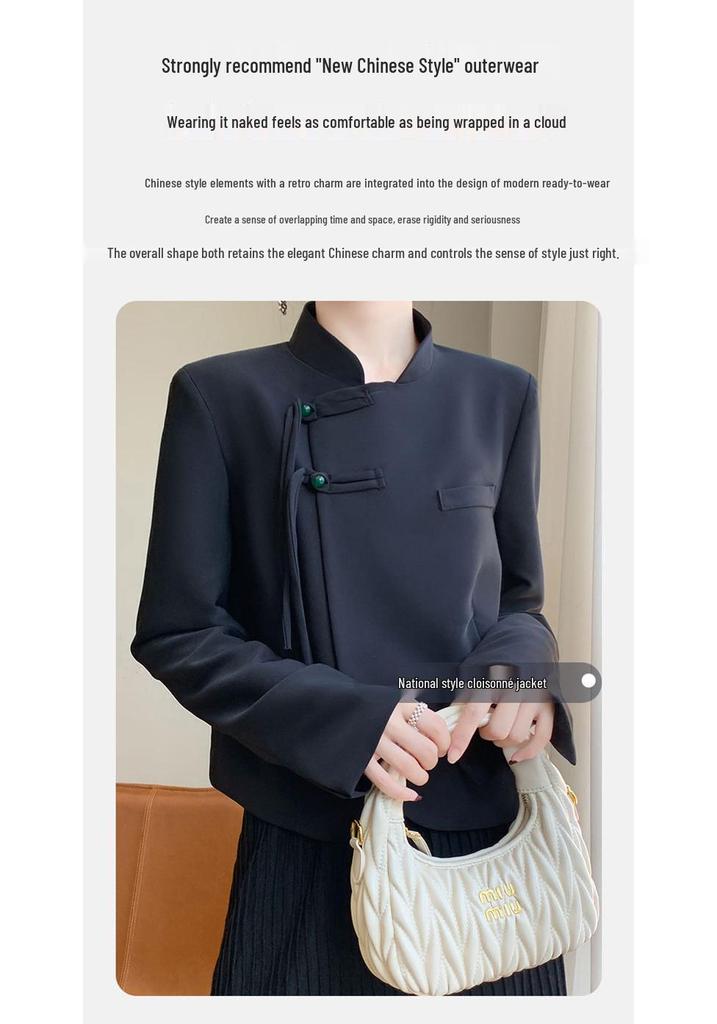 2024 Early Spring Chinese Style Silk Satin Petite Suit Jacket