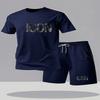 Summer Men's City Street Leisure Sports 2-piece Set Summer Fashion Round Neck Short sleeved T-shirt and Shorts Men's Set