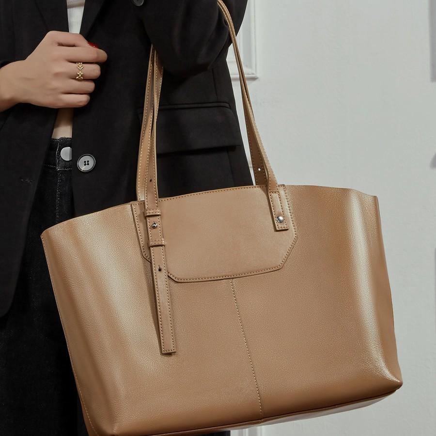 Leather Large Capacity Commuter Women'S Bag Textured Vegetable Tanned Top Cowhide Tote Bag Women'S Shoulder Underarm Bag