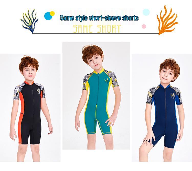 Popular Boys' Long-Sleeve Quick-Dry Sun Protection Swimsuit for Snorkeling