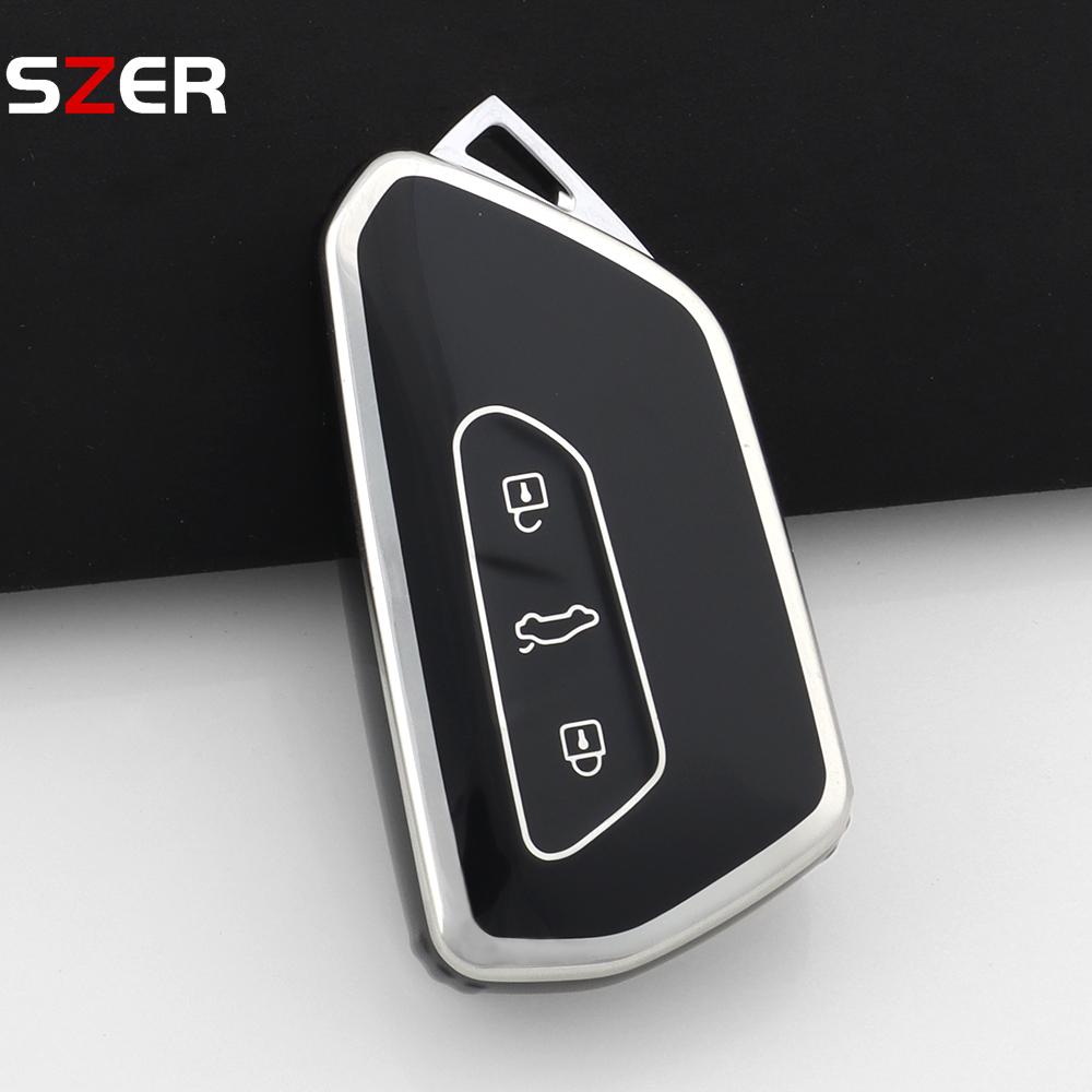 Tpu Car Key Case Cover Shell Fob Keychain For Vw Volkswagen Golf 8 Mk8  For Skoda Octavia For Seat Holder Fob Accessories