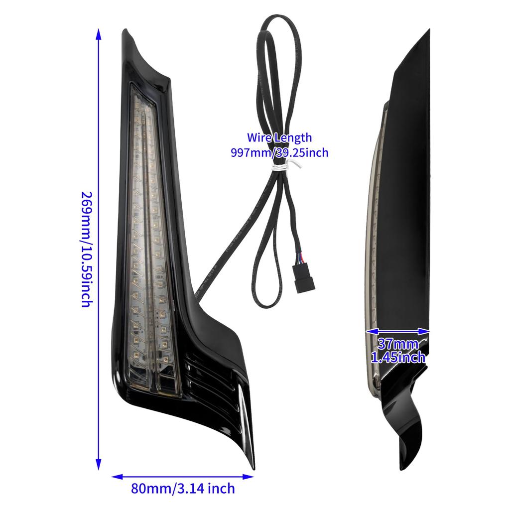 HDBUBALUS Motorcycle LED Filler Panel Light Brake Turn Signal Lamp Bike Taillight Blinker LED Mudguard Rear Fender for Harley Touring Road Glide