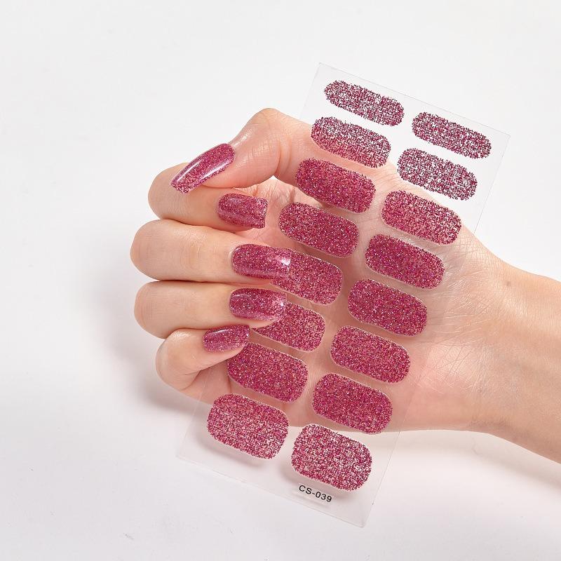 16Tips Transparent Semi Cured Gel Nail Patch Strips Pure Color UV/LED Baking Lamp Gel Nail Polish Wraps Full Cover Gel Sticker