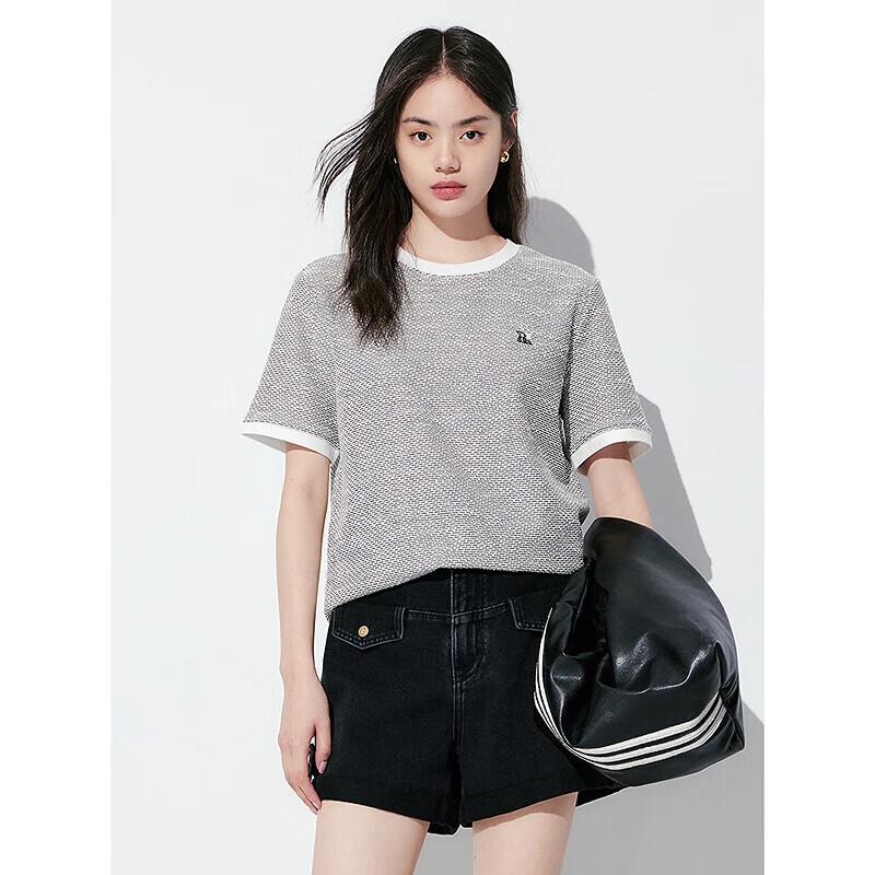 PEACEBIRD Women s Little Fragrance Style Short Sleeve Knit T-Shirt S