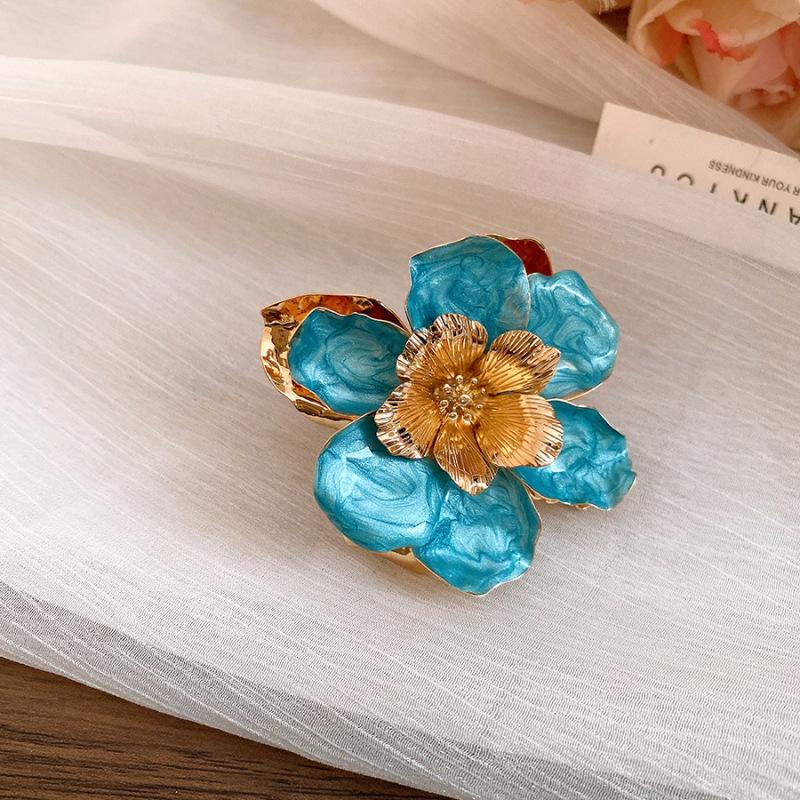 European and American metal wind dripping oil flower opening ring niche high-end ring small fresh and sweet jewelry women