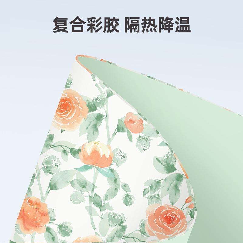 New three-fold 8-bone small gold hook colored glue fabric sunscreen and UV protection folding parasol