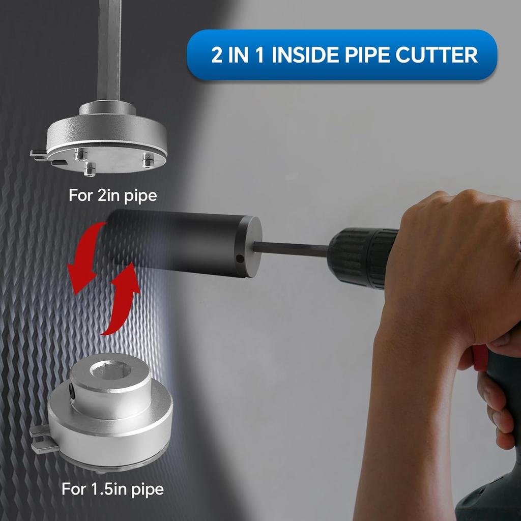 Inside Pipe Cutter for 1-1/2 Inch and 2 Inch Schedule 40 Pipe,Plastic pipe cutter kit for PVC pipes up to 7 inches deep