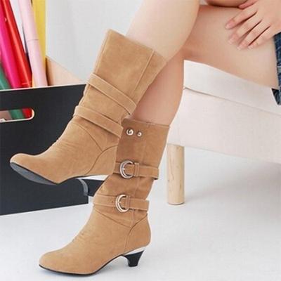 Damesmode Schoenen Helling met Laarzen Leren Laarzen Riemgesp Metalen Laarzen
