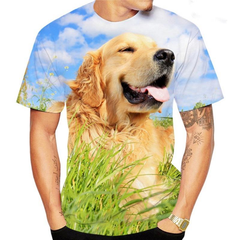 Animal Cute Golden Retriever 3D Print T-Shirts Summer Men Women Short Sleeve T Shirt Oversized Harajuku Tees Tops Kids Clothing