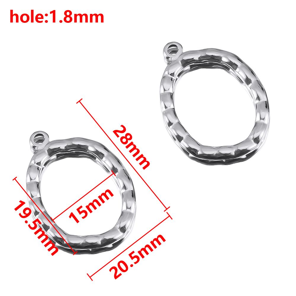 2pcs Geometric Figure Hollow Ring Stainless Steel Charm Pendant Minimalist Style For DIY Necklace Earrings Accessories Materials