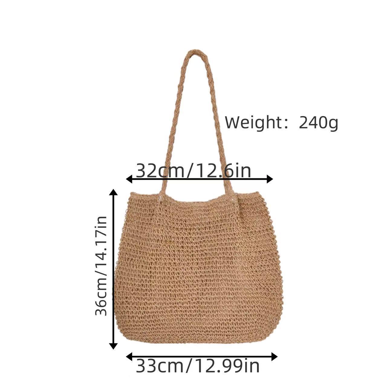 

Classic Ethnic Style Knitted Tassel Beach Bag - Women s Versatile Hollow Out Straw Shoulder Bag хакі