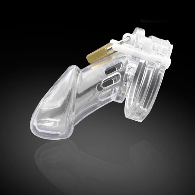 Cusca de castitate din plastic cu blocare pentru bărbați, lenjerie intimă chiloți din piele PU, centură anti-evadare, constrângere gay, jucării sexuale pentru bărbați gay