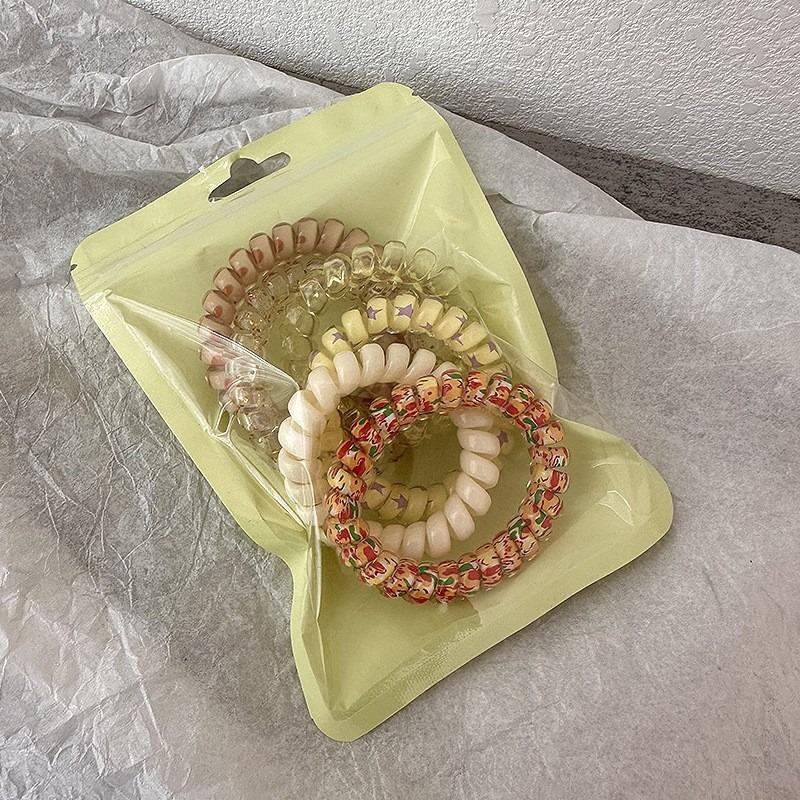 

6pcs Girls Cute and Colorful Spiral Hair Ties Resin Jelly Coil Hair Rings for Women and Girls Ponytail Holders Hair Accessories жовтий