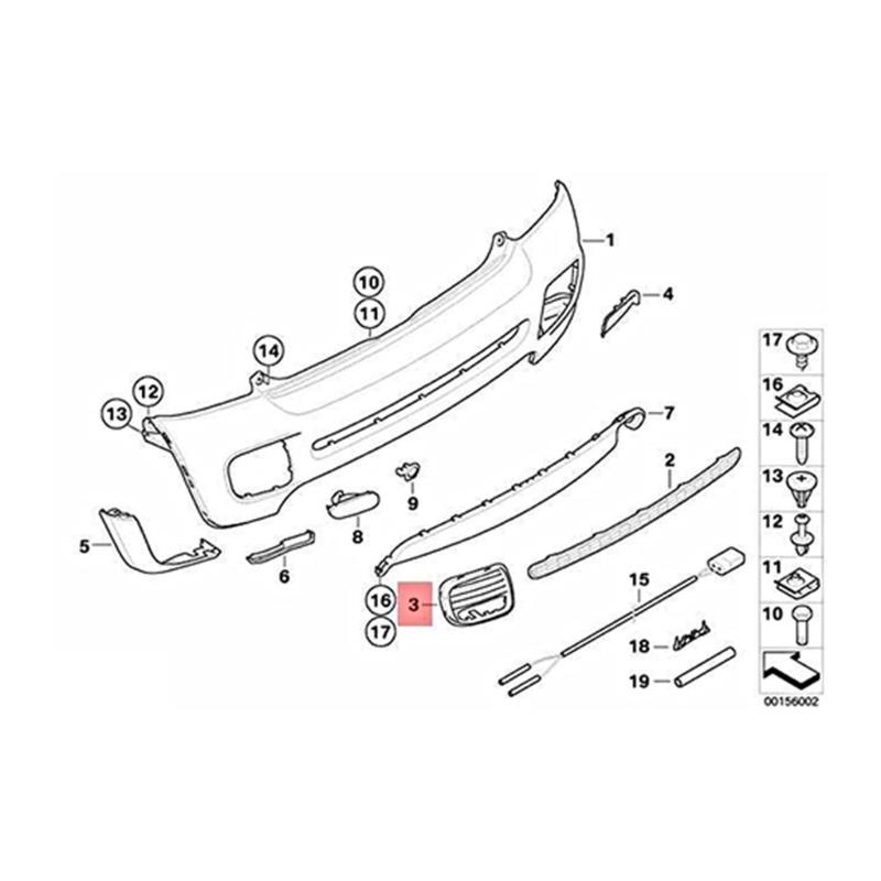 51120413258,51120413257 Rear Bumper Lower Grille Auto Bumper Grilles Guard For R56 R57 R58 R59 ABS Grill Black