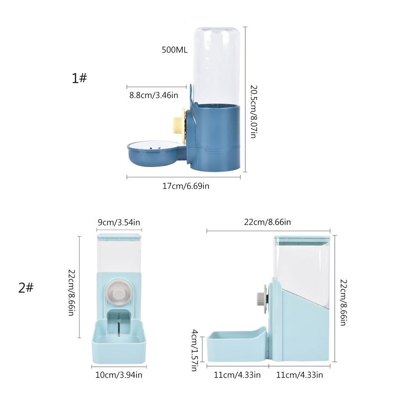 Rabbit Automatic Feeder for Cage Hanging Water Dispenser 17oz Water Bottle Food Bowl for Small Animal Hedgehog Hamster