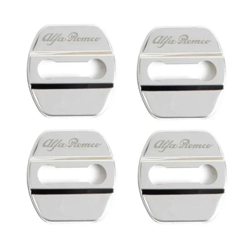 

2026 Hot Sticker 4Pcs Car Door Lock Protective Cover Sticker for Alfa Romeo Logo Sportiva Giulia Giulietta 159 156 MITO Stelvio