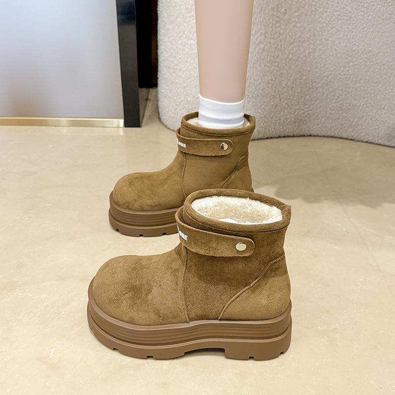 2025 autumn new retro leather British style thick-soled heightening Martin boots knight boots short boots women