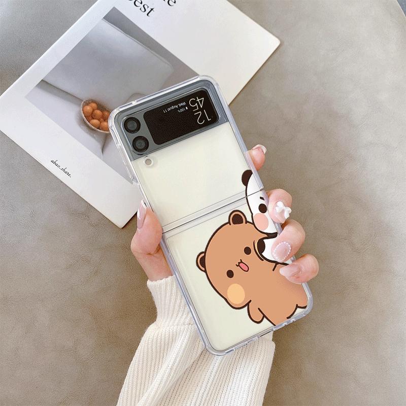 Funny Catoon Dudu Bubu Couple Phone Case for Samsung Galaxy Z Flip 5 4 6 7 INS Korea Soft Cover for Zflip 4 3 Cover Paired Coque