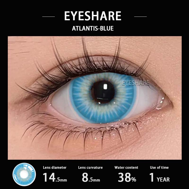 EYESHAER Farbige Kontaktlinsen, Hellblaue Brillenlinsen, Dunkelbraune Linsen in natürlicher Farbe, Hellblaue Modelinsen, 1 Paar