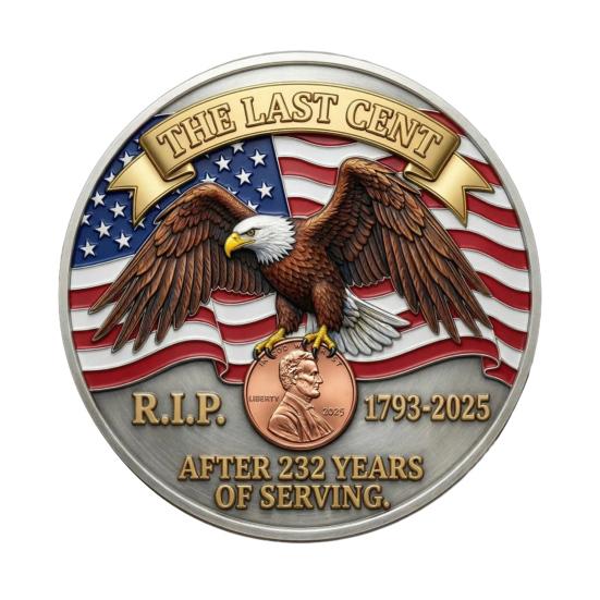 1/2/3/4/5Pcs The Last Cent Collectible Coin American Flag Eagle Final Cent Souvenir Coin Memorial Token History Buffs Collectors Enthusiasts Keepsake