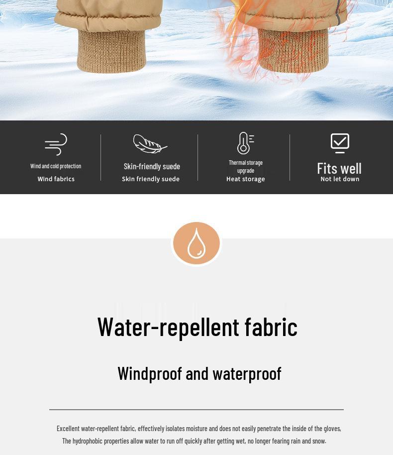 Mănuși de schi unisex cu ecran tactil, căptușite cu fleece pentru iarnă - Groase, călduroase și rezistente la frig pentru adulți și copii