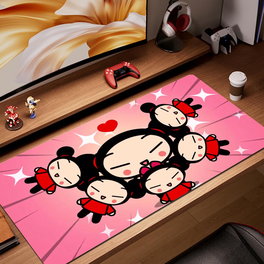 HYBXAXC Cute Garu Pucca Mouse Pad Non-slip Locking Edge DeskMat PC Laptop Accessories Rubber Office Keyboard Large XXL Carpet