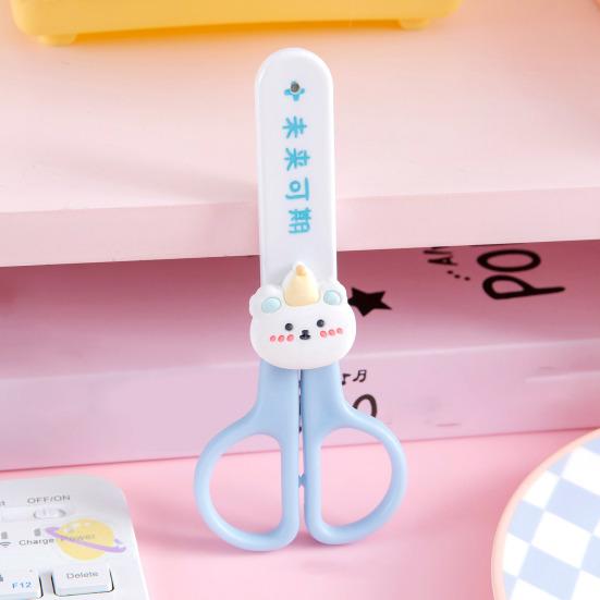 Kids Safety Scissors with Protective Case Ergonomic Handle Paper Cutting Scissors Kindergarten Craft Supplies