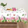 Hawaiian Flamingo Flower Table Cover Aloha Summer Tropical Leaves Plastic Tablecloth Happy Birthday Summer Party Decorations