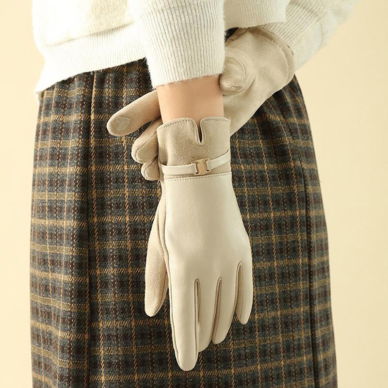 Winter Women Keep Warm Touch Screen Plus Fleece Gloves Elegant Fashion Personality Soft Drive Cycling