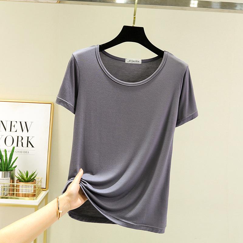 Dámský univerzální letní top s krátkým rukávem 2025: Zeštíhlující, Volný střih, Ležérní základní tričko