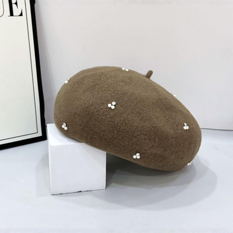 25 early autumn new silver silk rhinestone beret hat wool elegant knitted hat tide