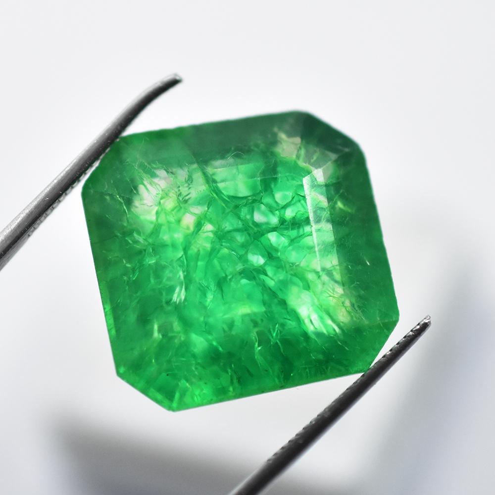 Natural Green Emerald Loose Gemstone 23.80 ct Square Cushion Cut for Jewelry Making and Crafts