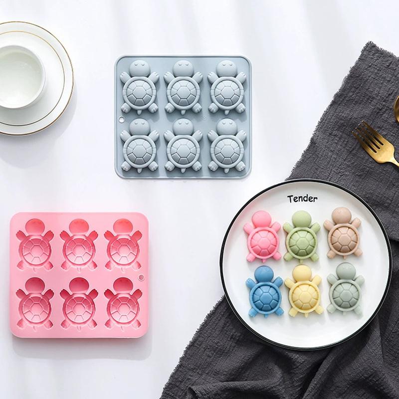 6-Håls Sköldpaddsform Silikonform Fondant Tårta Chokladform Pudding Bakverktyg Iskub Tårtdekorationstillbehör